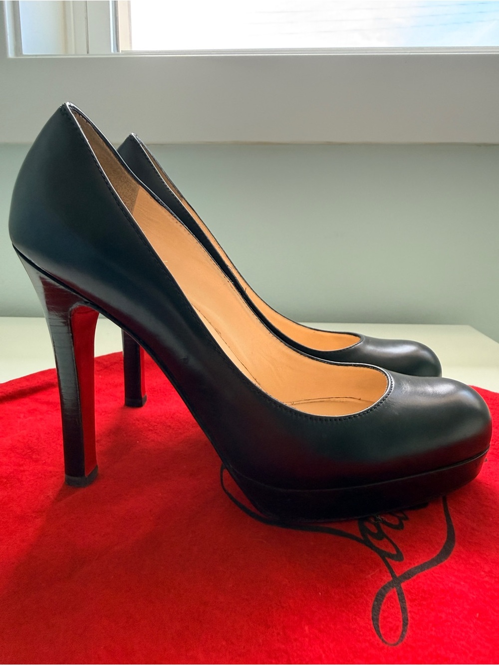 Christian Louboutin Black Leather Bruges 120 Platform Pumps